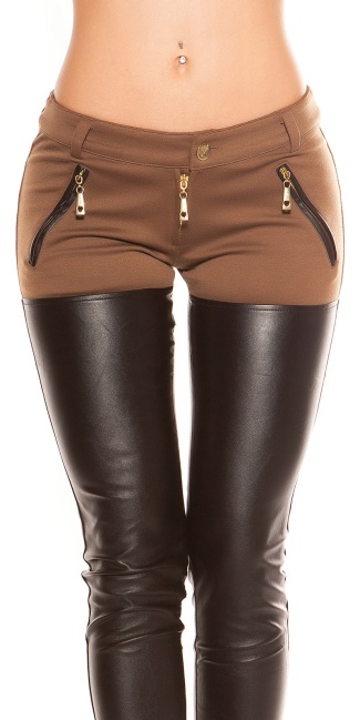 Trendy skinny pants with zips Cappuccino